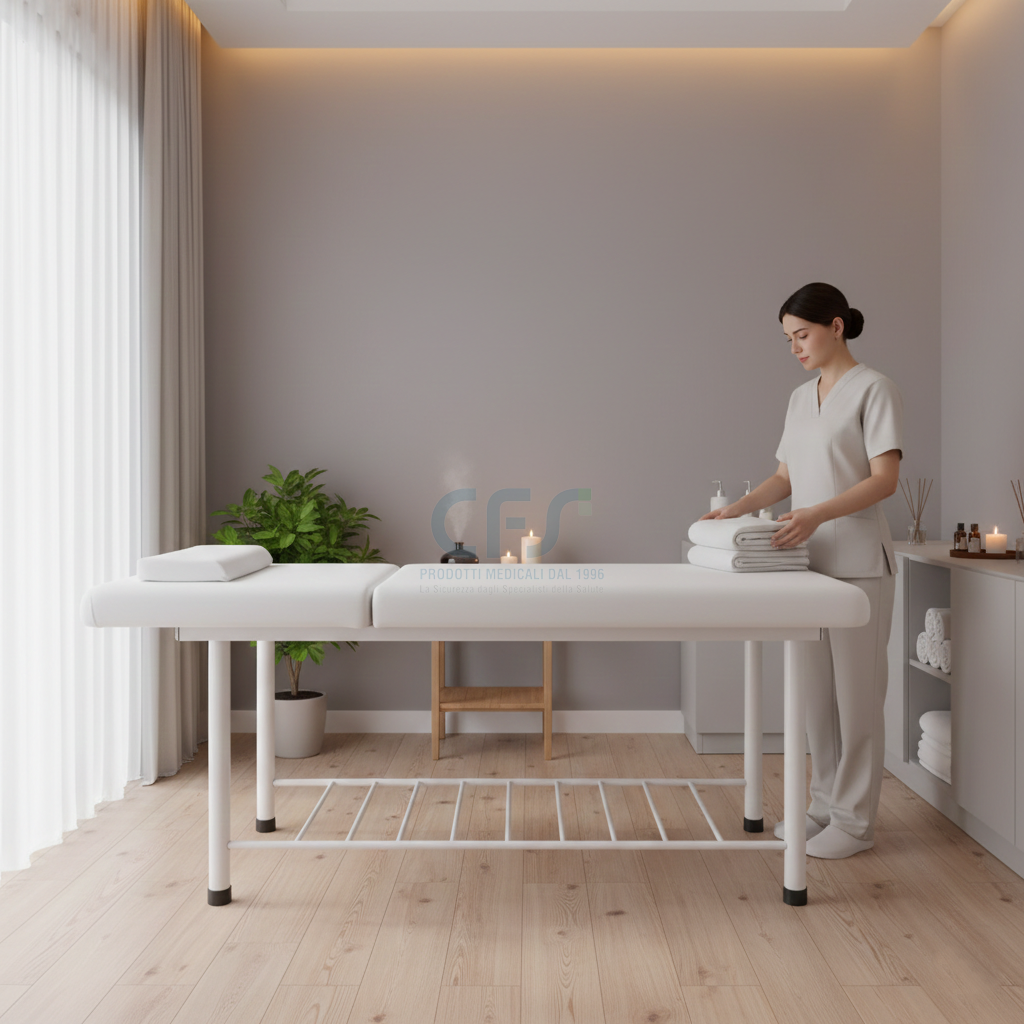 Lettino ad altezza fissa 812 BASIC - Larghezza 70 cm - Bianco