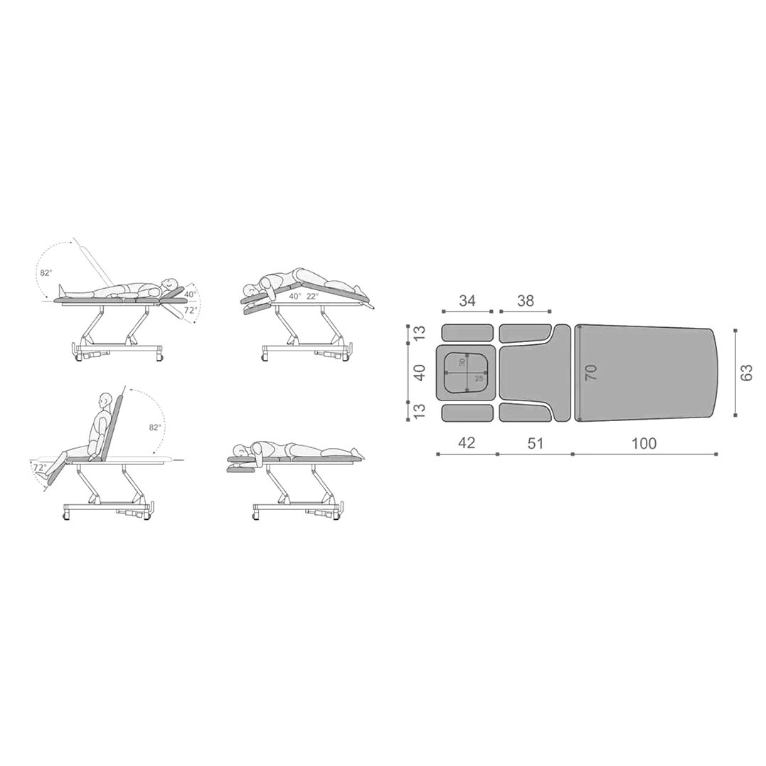 Lettino elettrico ad altezza variabile EVERO X7 ERGO - Larghezza 68 cm