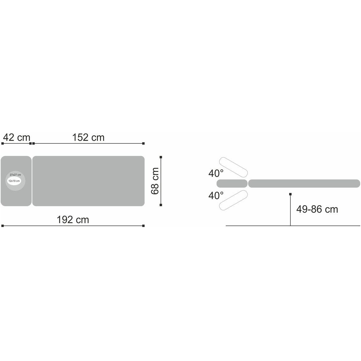 Lettino elettrico ad altezza variabile FORTIS 2 ERGO - Larghezza 68 cm