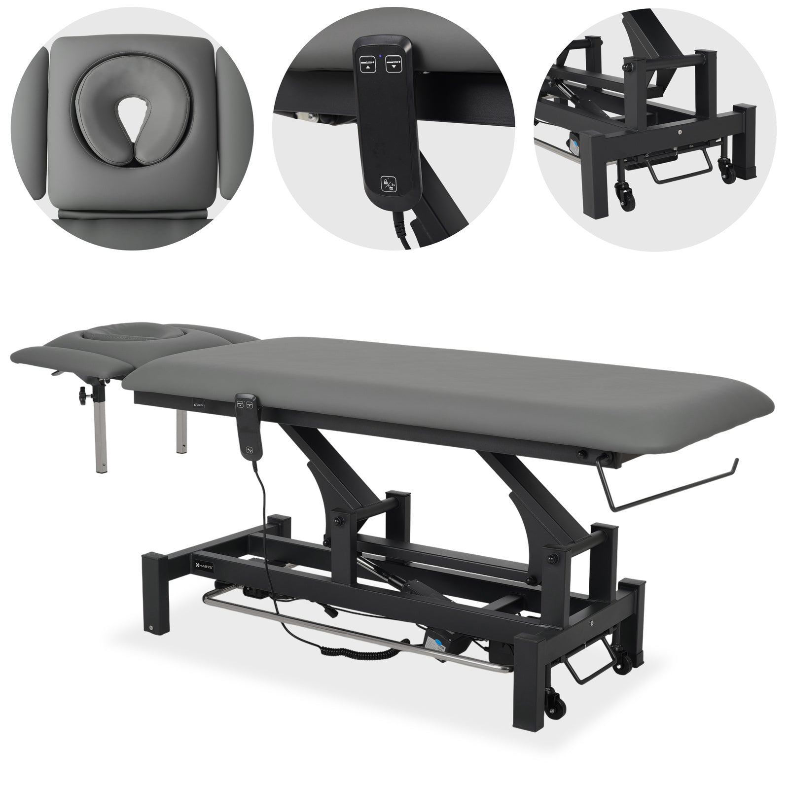 Lettino elettrico ad altezza variabile FORTIS 4 ERGO + Barra di controllo - Grigio Scuro