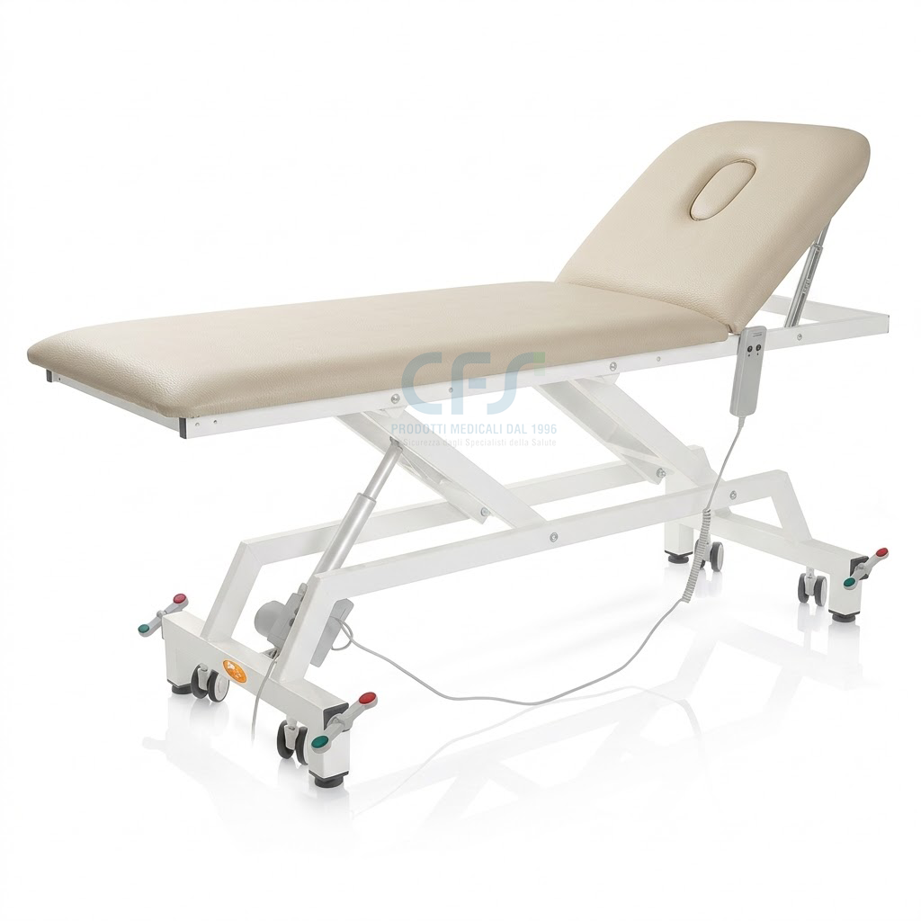 Lettino elettrico ad altezza variabile LYTUS MI371- cm 62 con schienale manuale e ruote