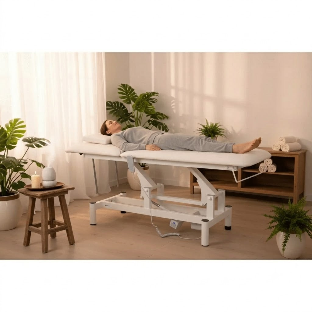 Lettino elettrico ad altezza variabile OPTIMA - Larghezza 68 cm - Bianco