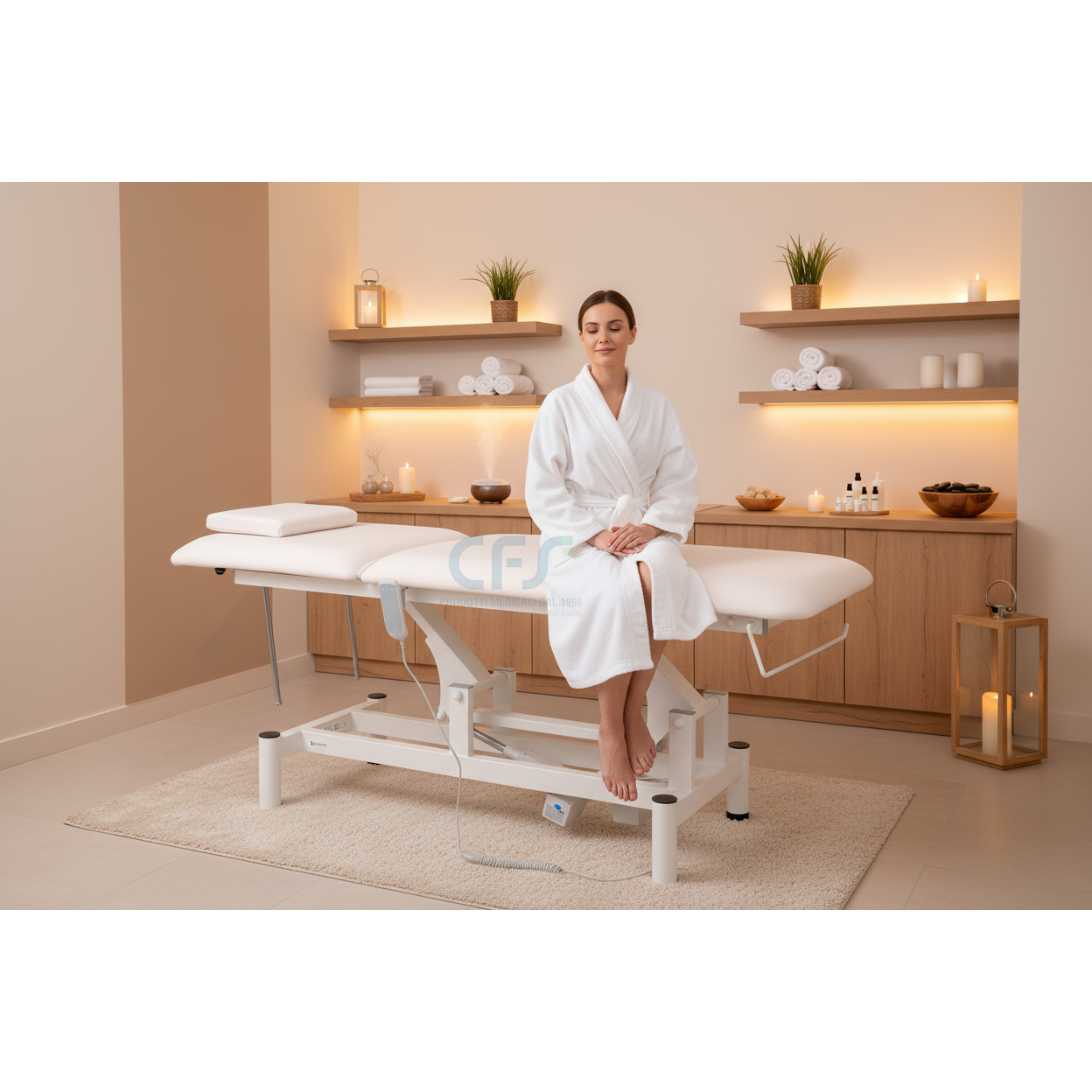 Lettino elettrico ad altezza variabile OPTIMA - Larghezza 68 cm - Bianco