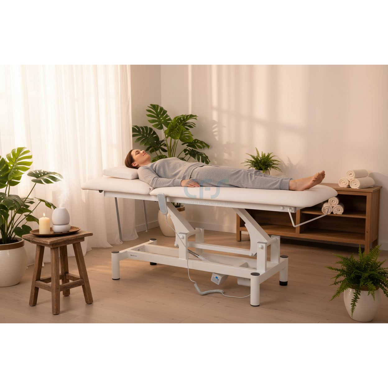 Lettino elettrico ad altezza variabile OPTIMA - Larghezza 68 cm - Bianco