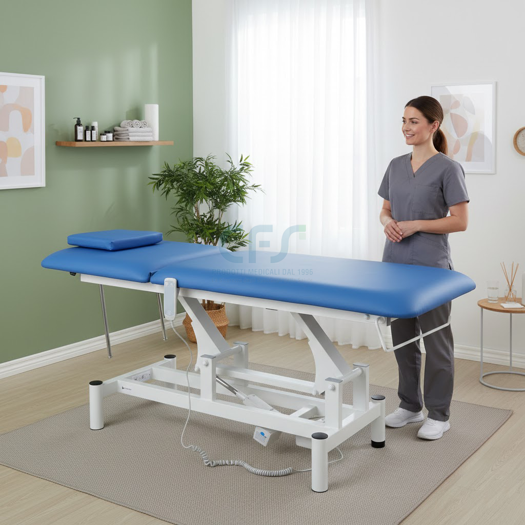 Lettino elettrico ad altezza variabile OPTIMA - Larghezza 68 cm - Blu