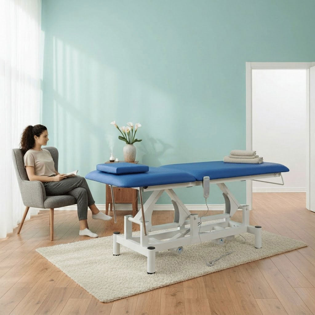 Lettino elettrico ad altezza variabile OPTIMA - Larghezza 68 cm - Blu