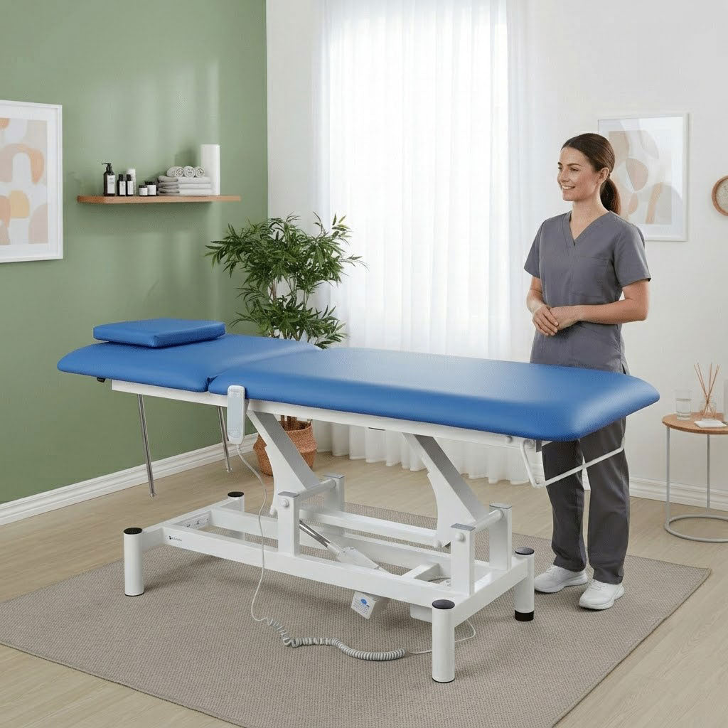 Lettino elettrico ad altezza variabile OPTIMA - Larghezza 68 cm - Blu