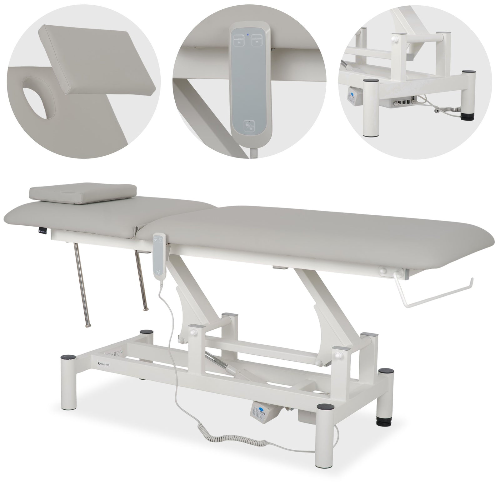 Lettino elettrico ad altezza variabile OPTIMA - Larghezza 68 cm - Grigio