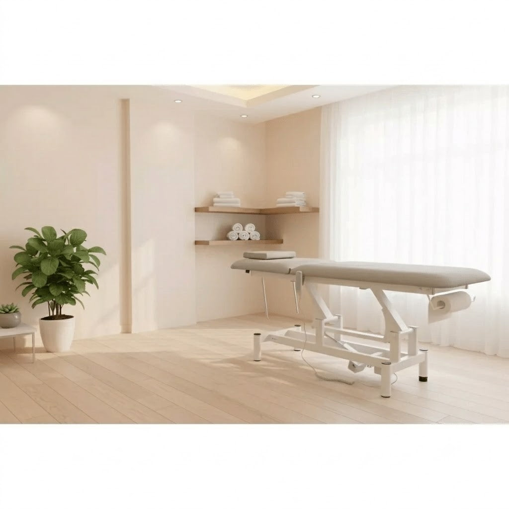 Lettino elettrico ad altezza variabile OPTIMA - Larghezza 68 cm - Grigio