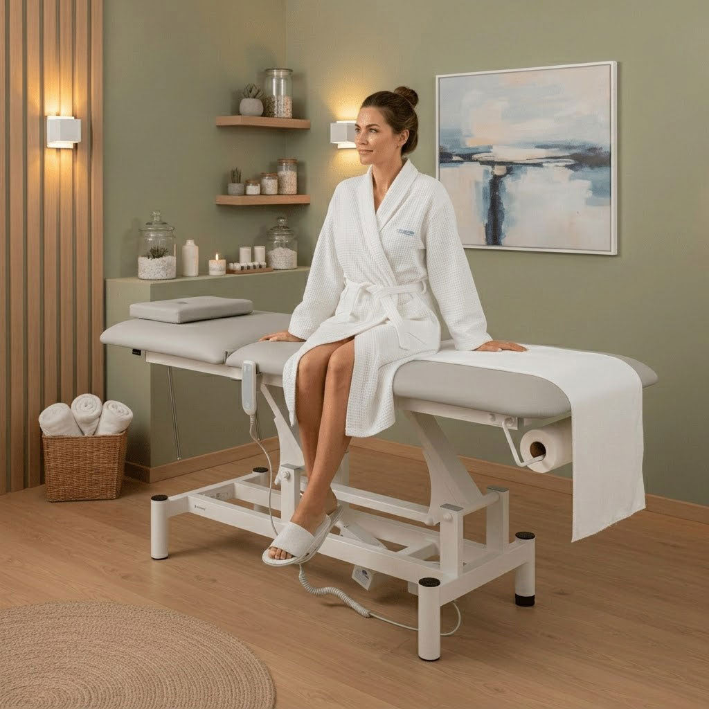 Lettino elettrico ad altezza variabile OPTIMA - Larghezza 68 cm - Grigio