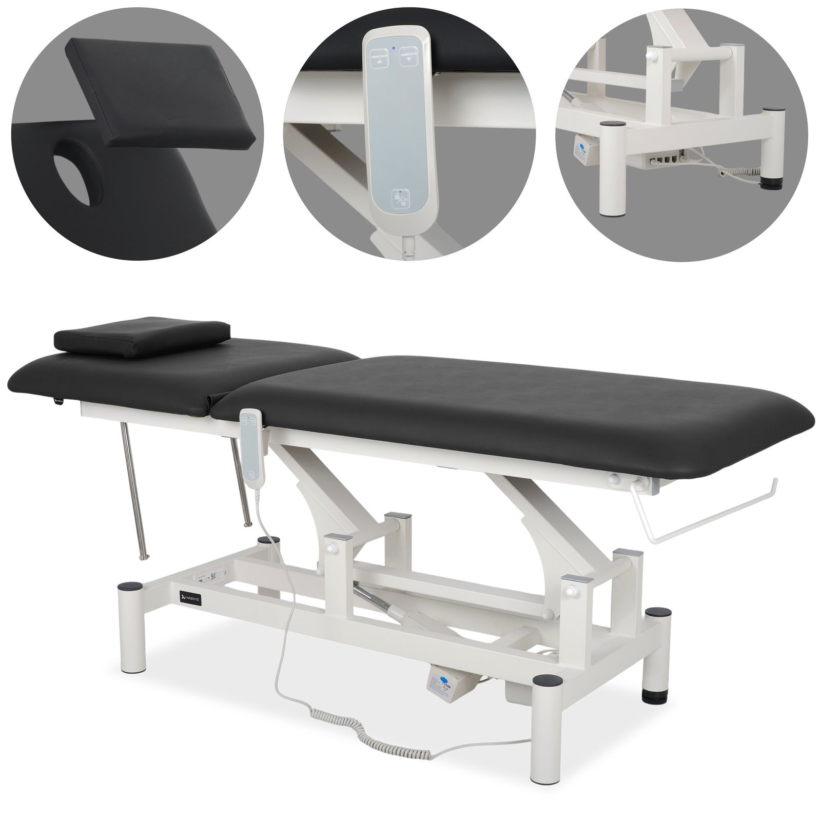 Lettino elettrico ad altezza variabile OPTIMA - Larghezza 68 cm - Nero