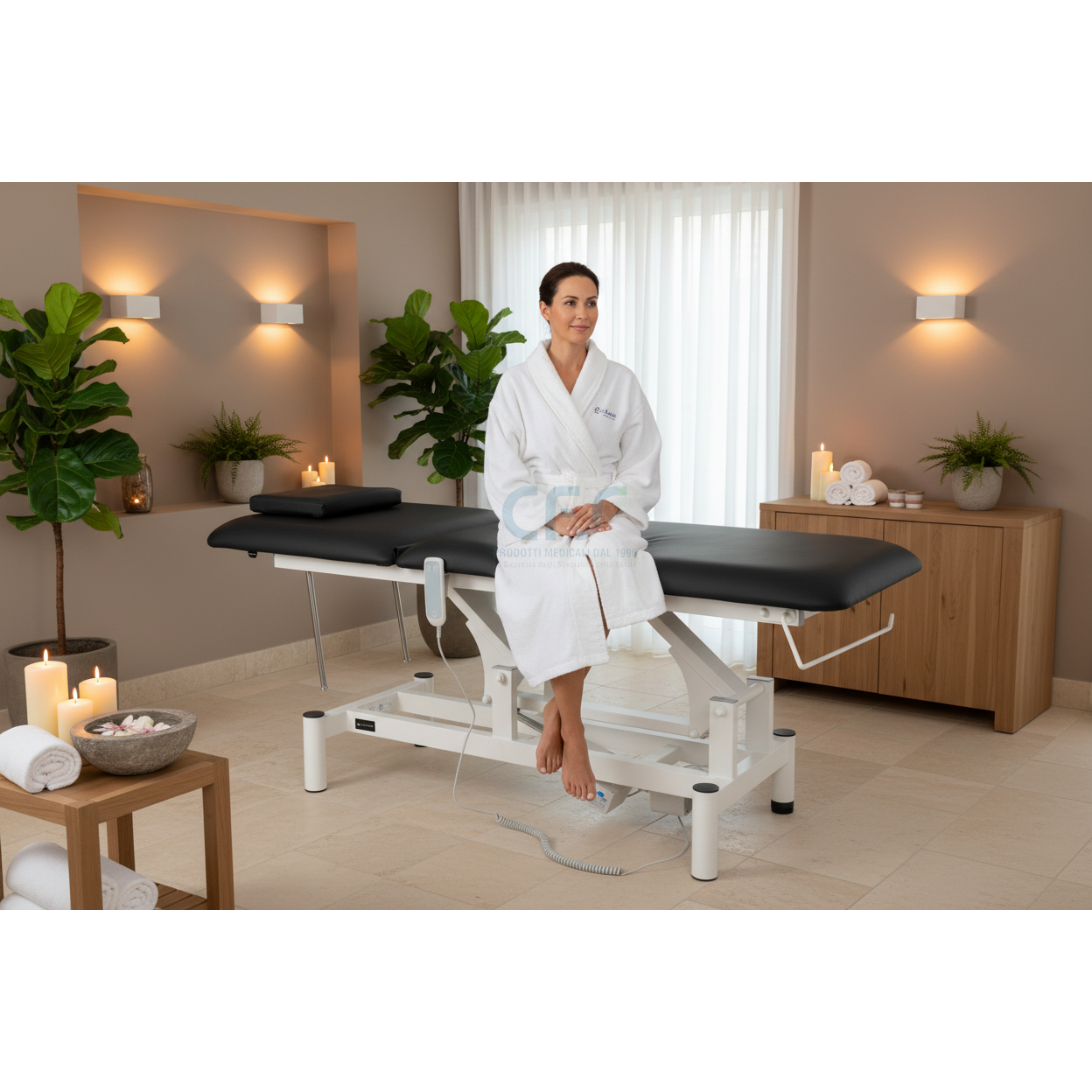 Lettino elettrico ad altezza variabile OPTIMA - Larghezza 68 cm - Nero