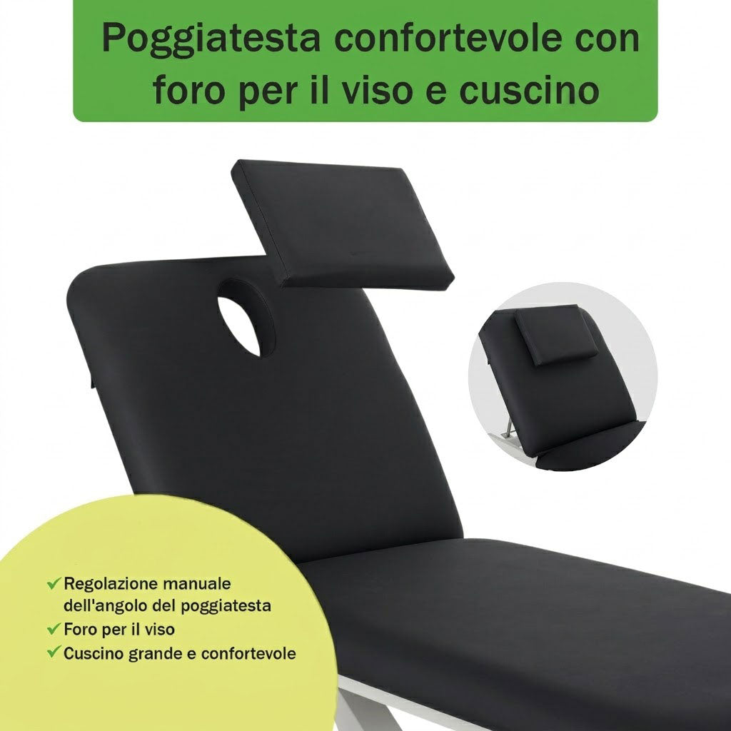 Lettino elettrico ad altezza variabile OPTIMA - Larghezza 68 cm - Nero