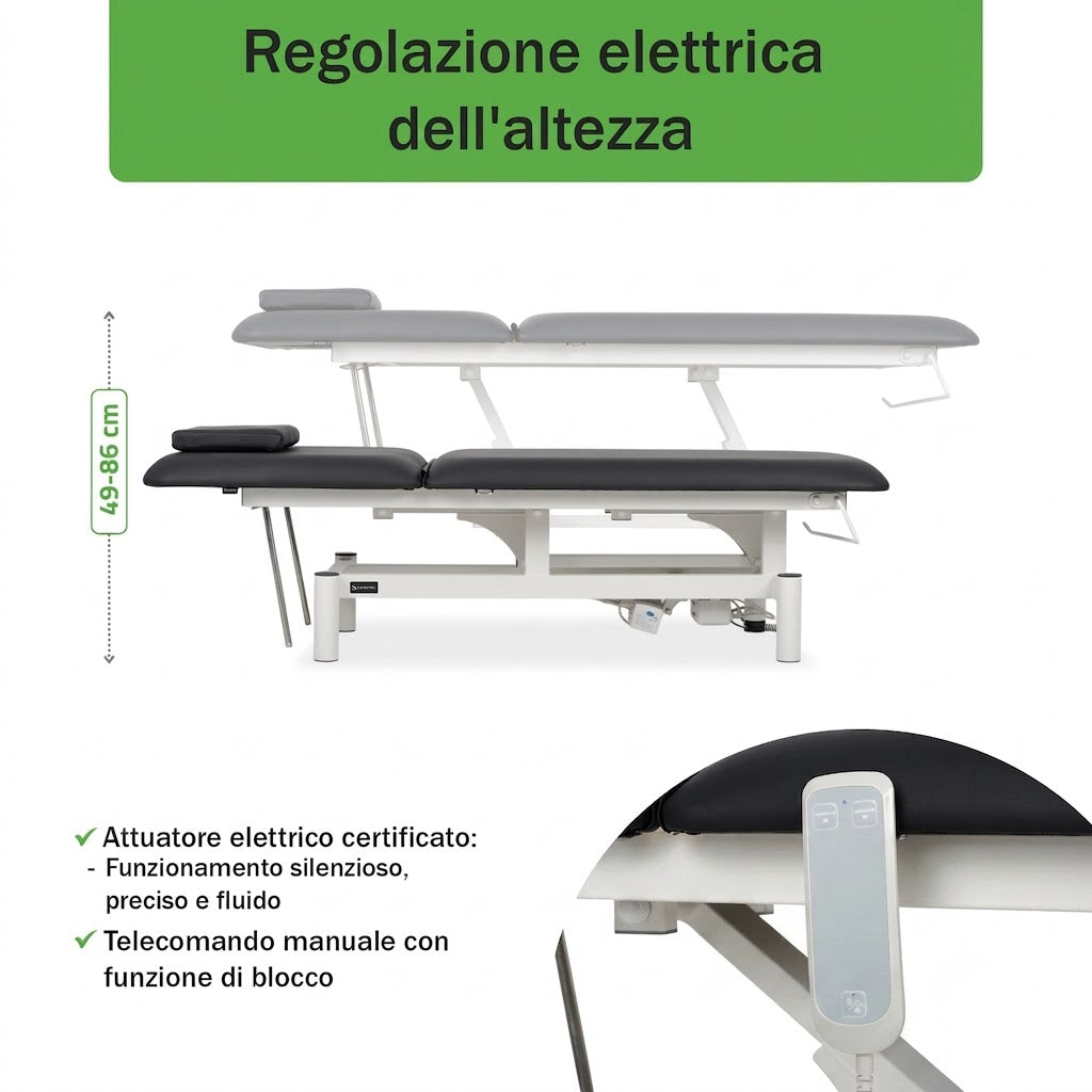 Lettino elettrico ad altezza variabile OPTIMA - Larghezza 68 cm - Nero