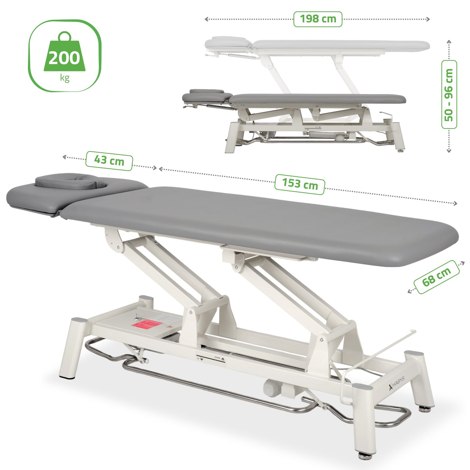 Lettino elettrico ad altezza variabile PROXIMA V2 ERGO - Larghezza 68 cm