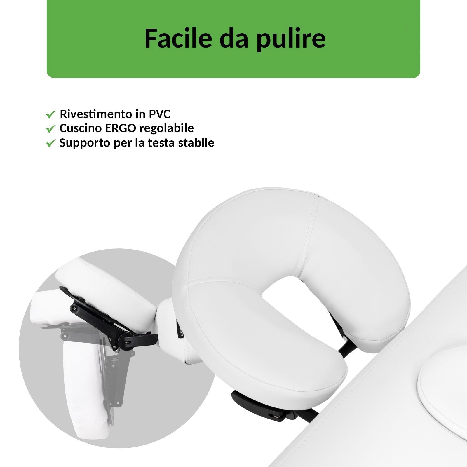Lettino fisso ad altezza variabile VIGO 1 - Larghezza 75 cm - Bianco