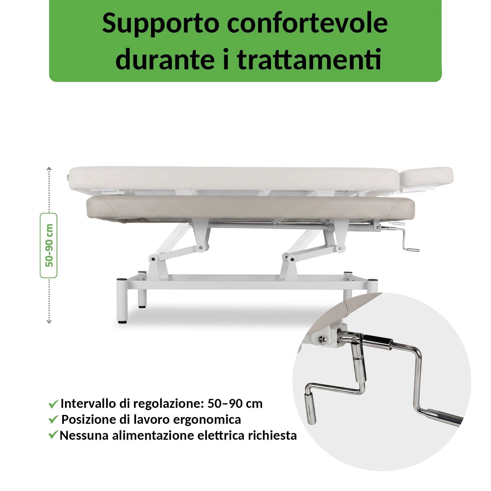 Lettino fisso ad altezza variabile VIGO 1 - Larghezza 75 cm - Grigio Chiaro