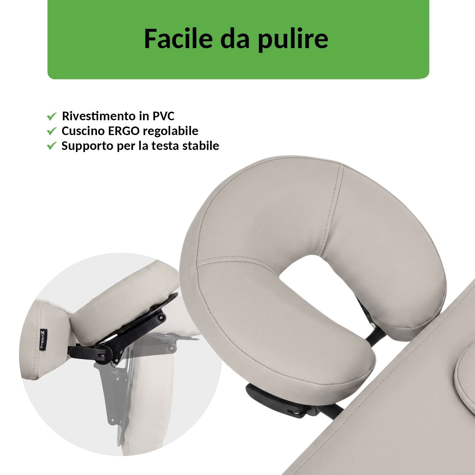 Lettino fisso ad altezza variabile VIGO 1 - Larghezza 75 cm - Grigio Chiaro