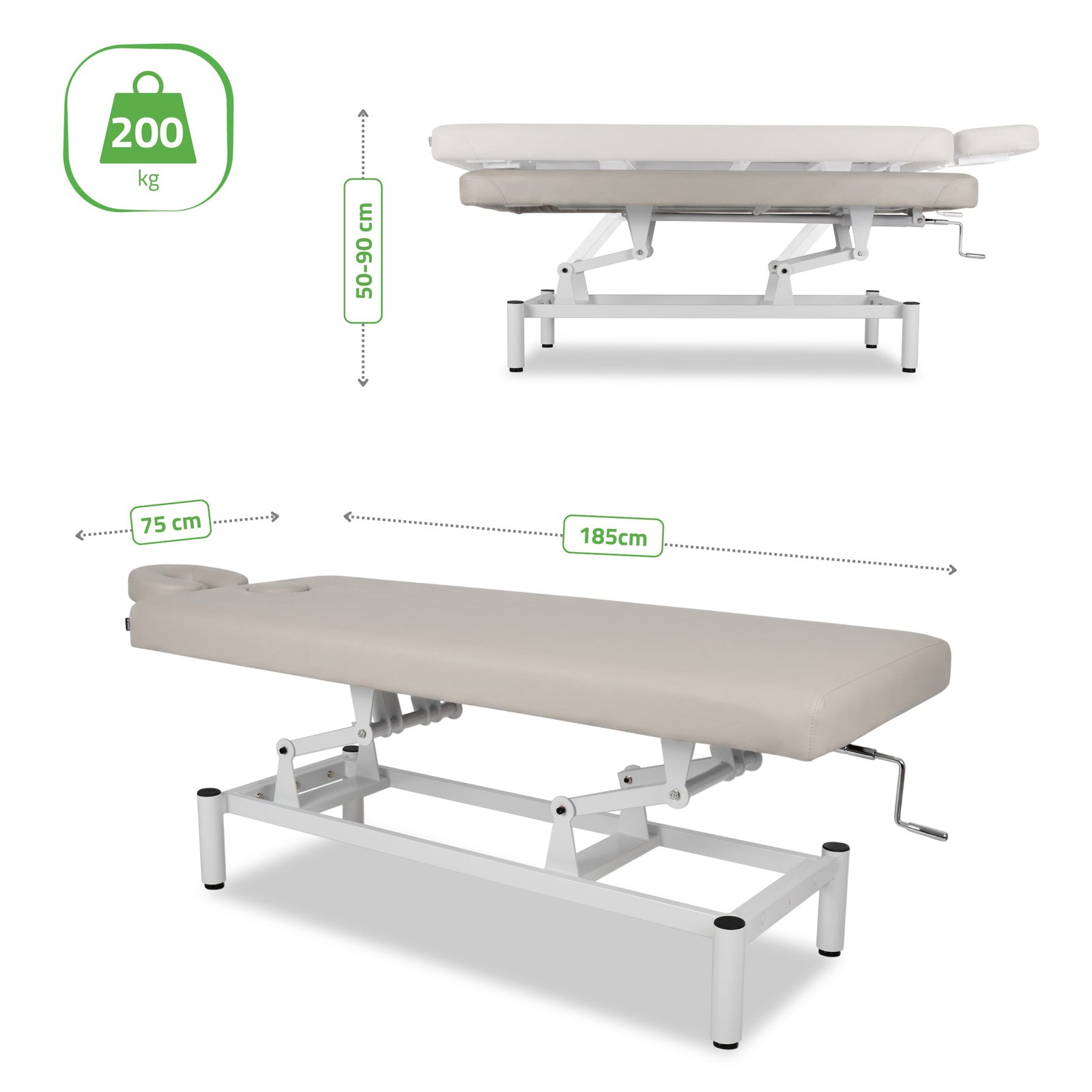 Lettino fisso ad altezza variabile VIGO 1 - Larghezza 75 cm - Grigio Chiaro
