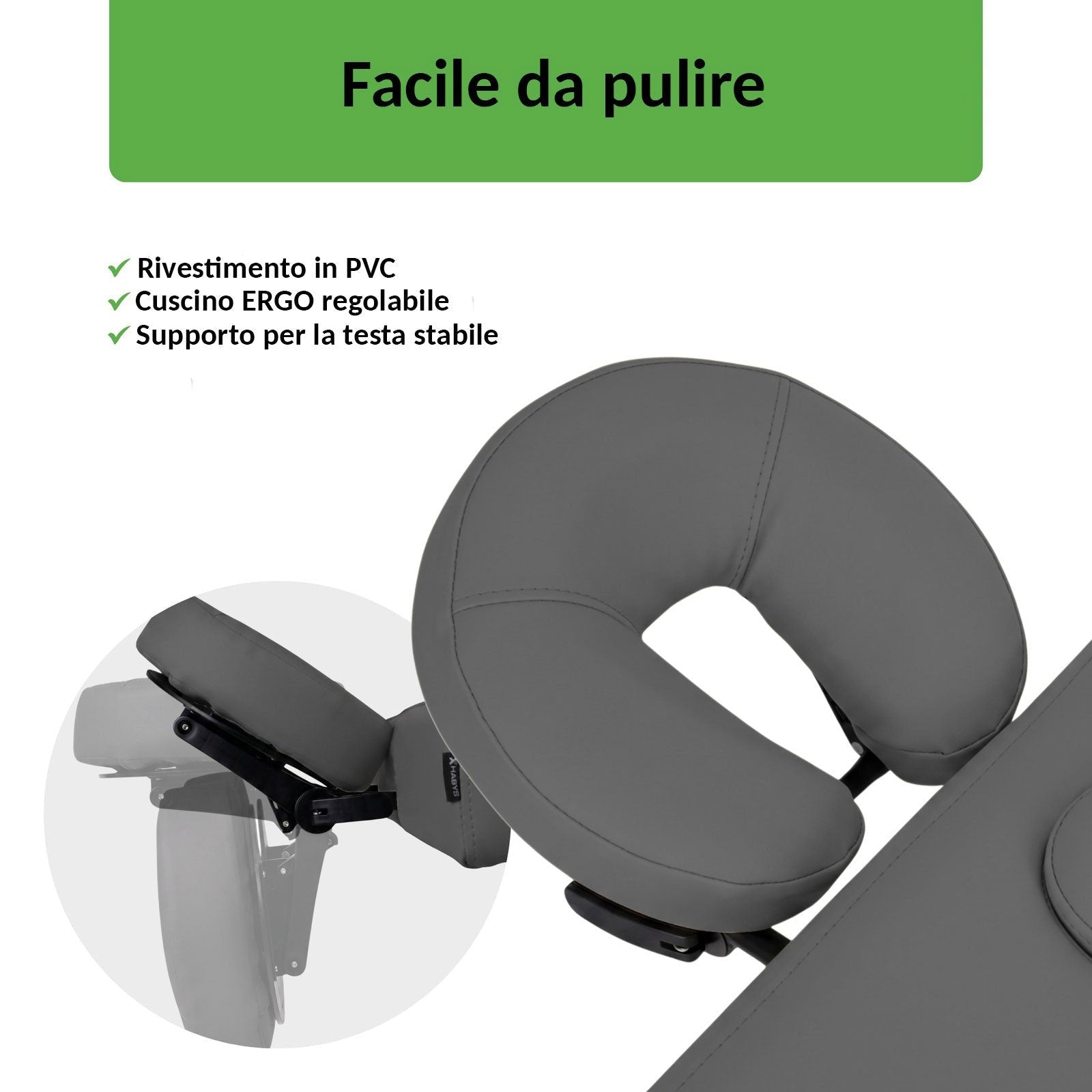 Lettino fisso ad altezza variabile VIGO 1 - Larghezza 75 cm - Grigio Scuro