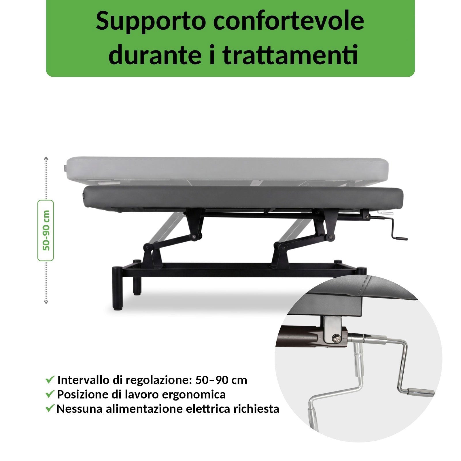 Lettino fisso ad altezza variabile VIGO 1 - Larghezza 75 cm - Grigio Scuro