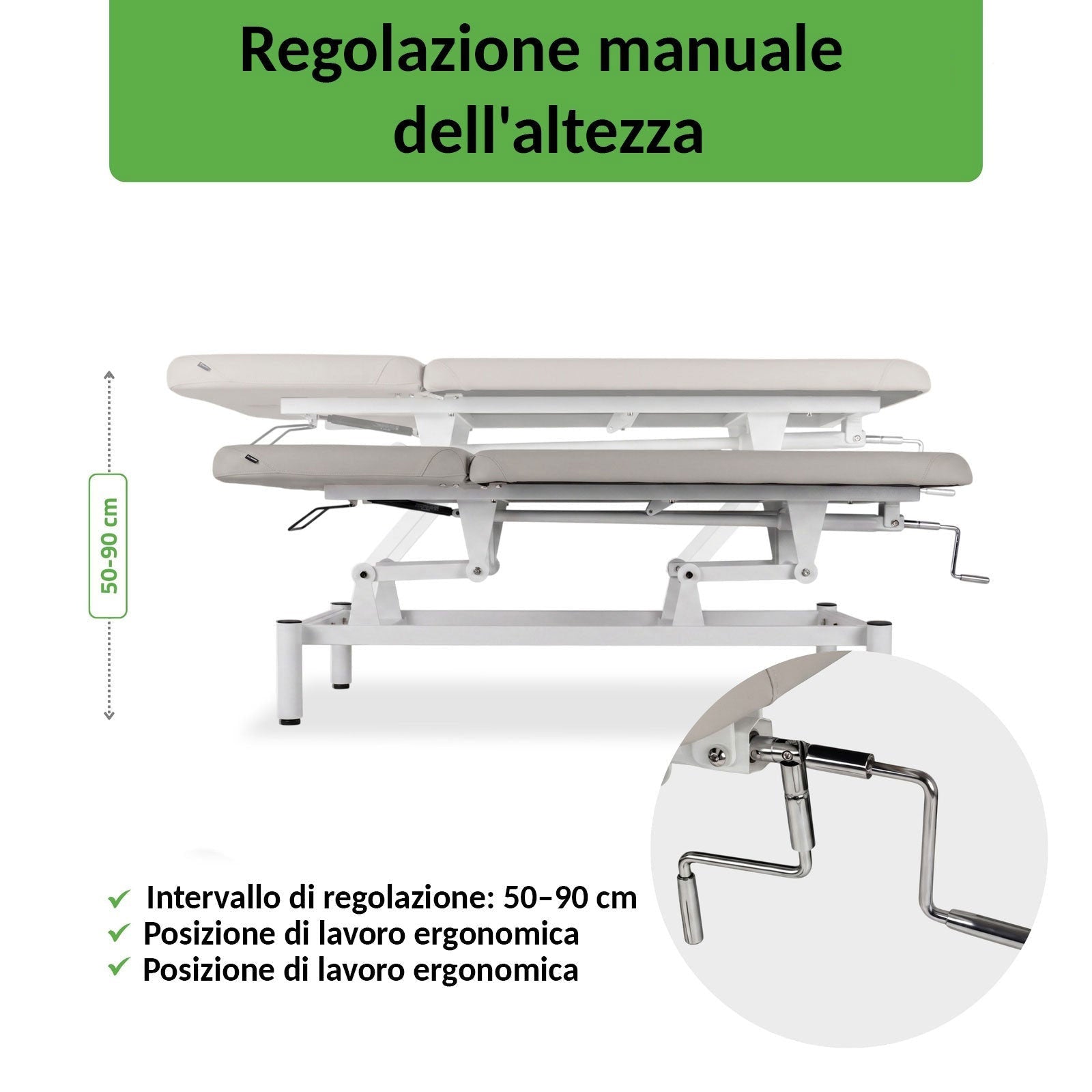 Lettino fisso ad altezza variabile VIGO 2 + Schienale regolabile - Larghezza 75 cm - Grigio Chiaro