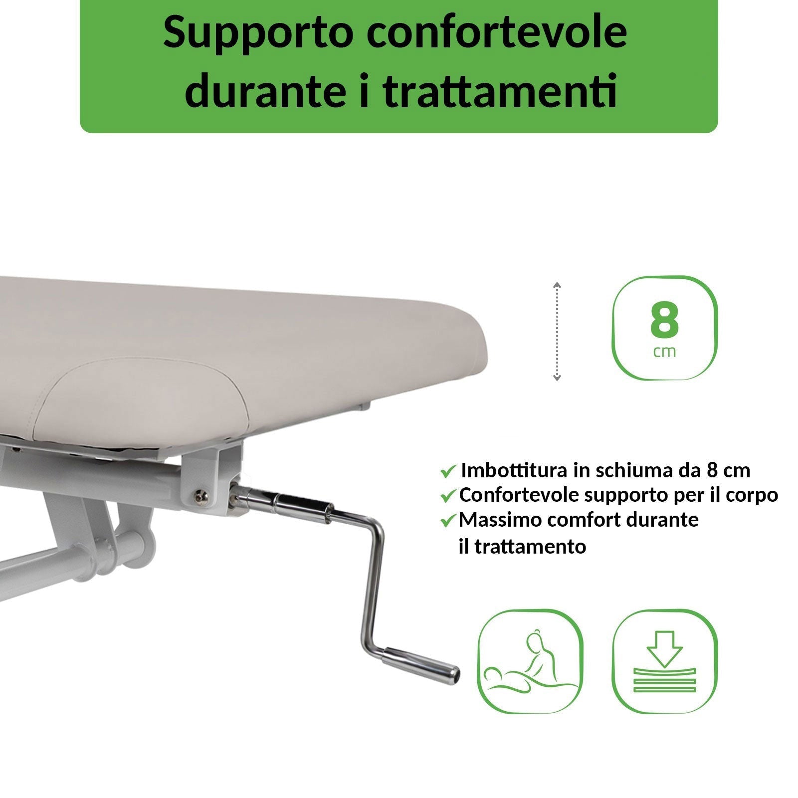 Lettino fisso ad altezza variabile VIGO 2 + Schienale regolabile - Larghezza 75 cm - Grigio Chiaro