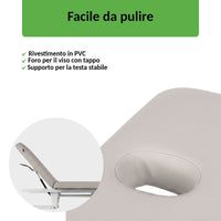 Lettino fisso ad altezza variabile VIGO 2 + Schienale regolabile - Larghezza 75 cm - Grigio Chiaro