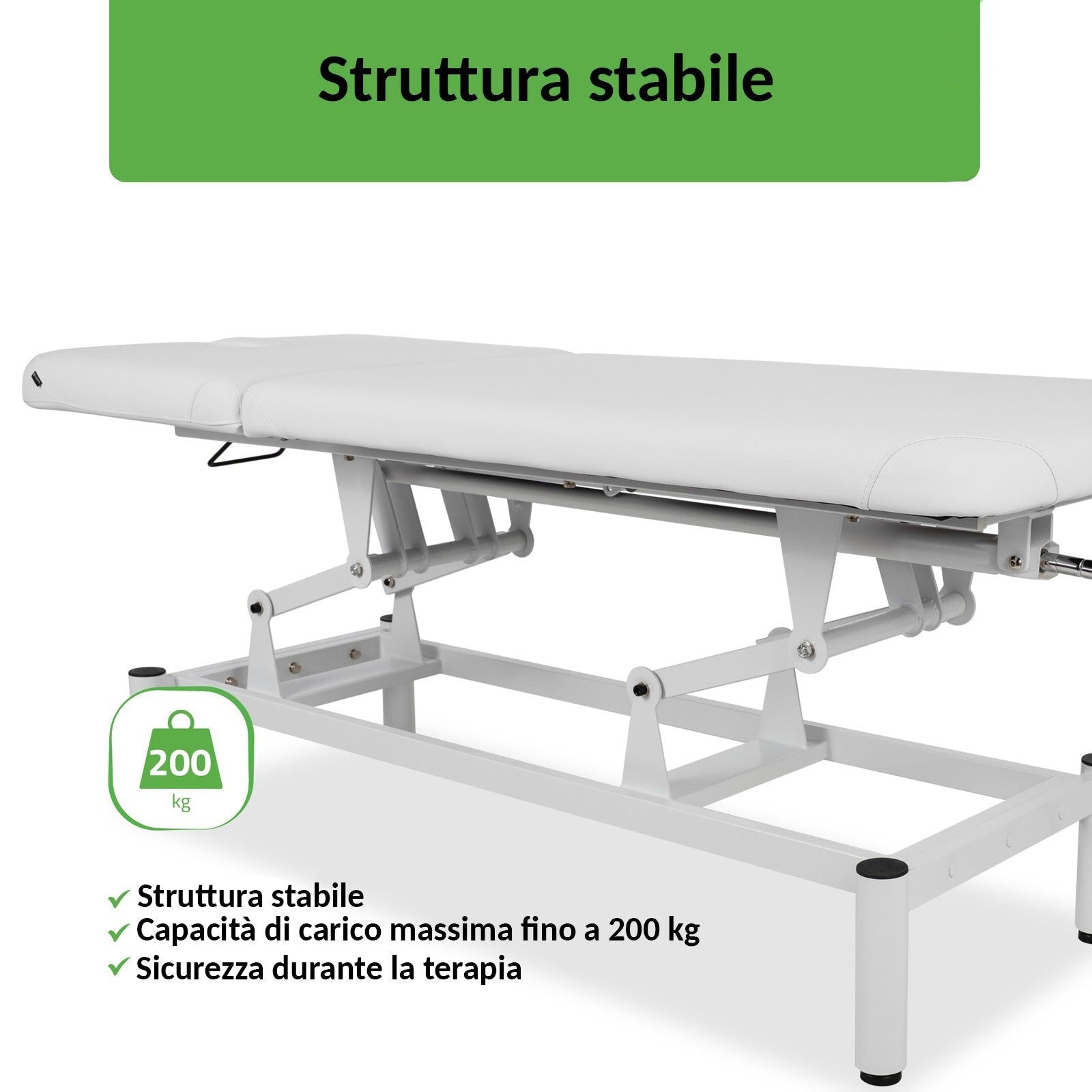 Lettino fisso ad altezza variabile VIGO 2 + schienale regolabile - Larghezza 75 cm - Bianco