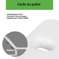 Lettino fisso ad altezza variabile VIGO 2 + schienale regolabile - Larghezza 75 cm - Bianco