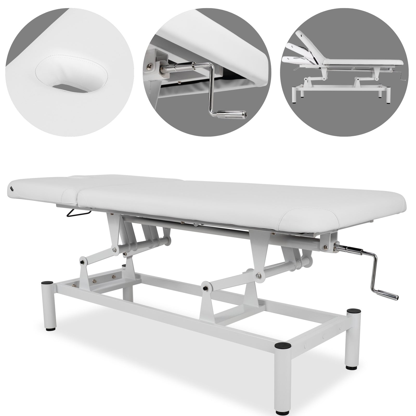 Lettino fisso ad altezza variabile VIGO 2 + schienale regolabile - Larghezza 75 cm - Bianco