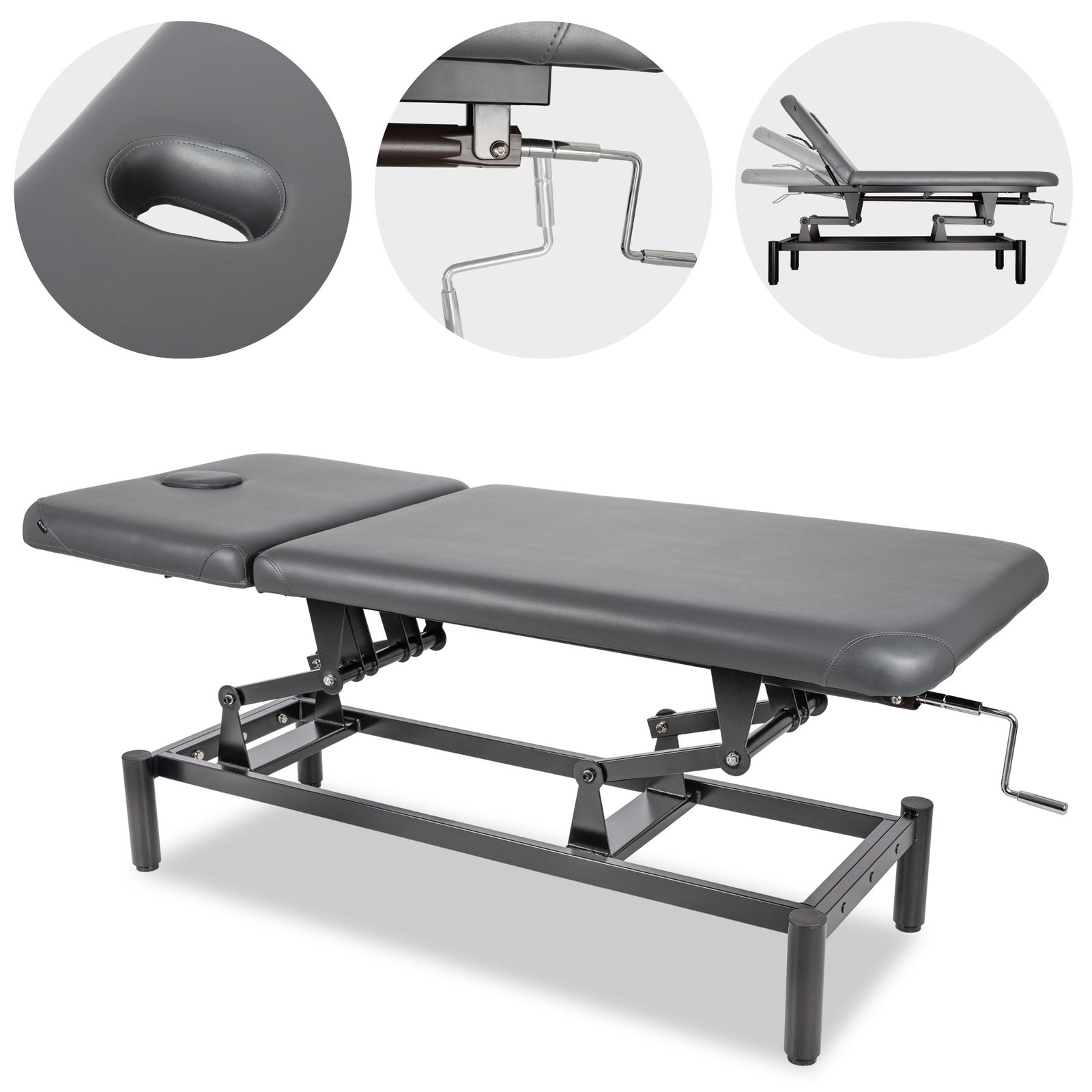 Lettino fisso ad altezza variabile VIGO 2 + schienale regolabile - Larghezza 75 cm - Grigio Scuro