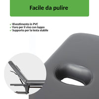 Lettino fisso ad altezza variabile VIGO 2 + schienale regolabile - Larghezza 75 cm - Grigio Scuro