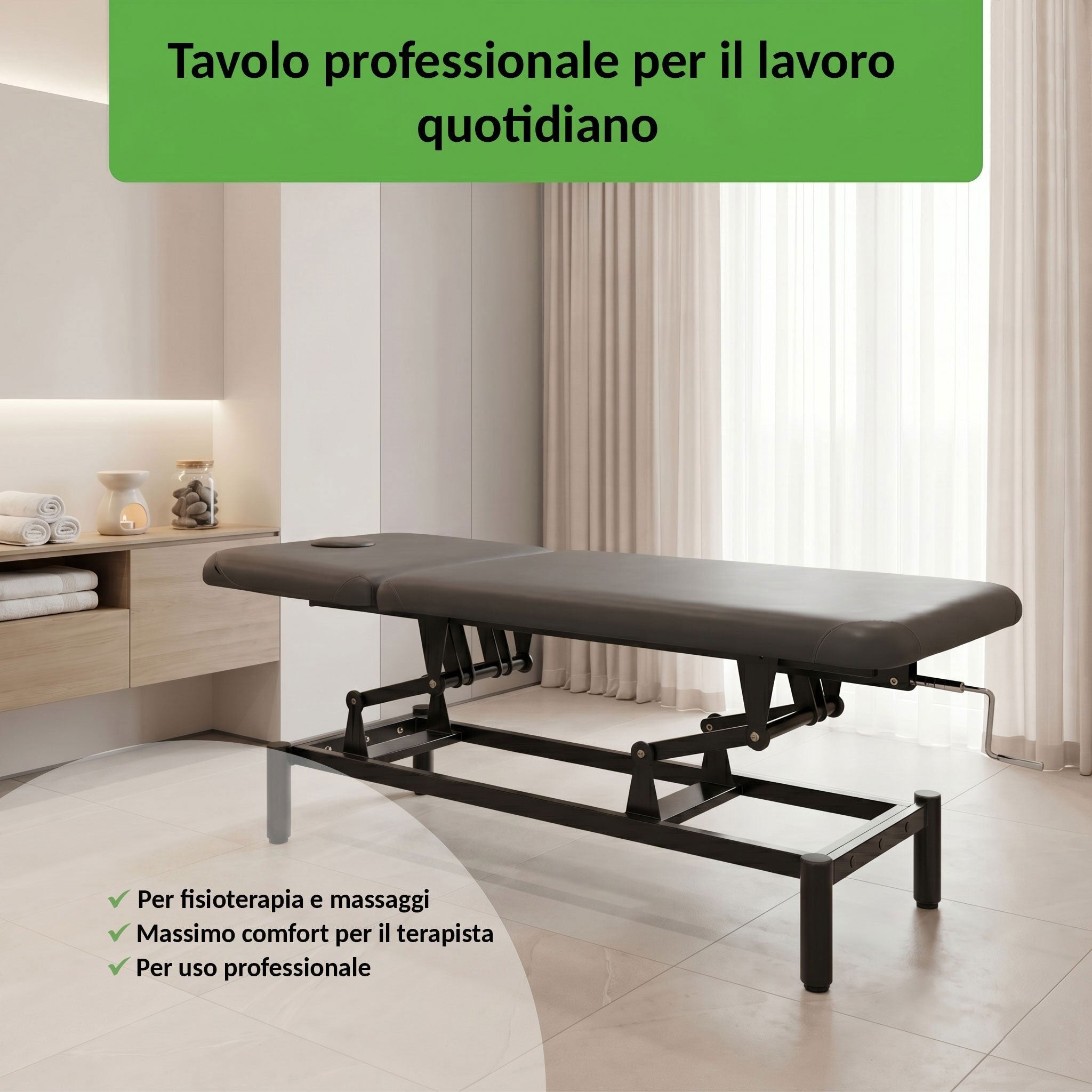 Lettino fisso ad altezza variabile VIGO 2 + schienale regolabile - Larghezza 75 cm - Grigio Scuro
