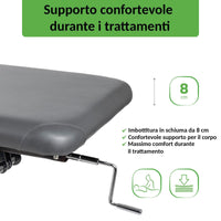 Lettino fisso ad altezza variabile VIGO 2 + schienale regolabile - Larghezza 75 cm - Grigio Scuro