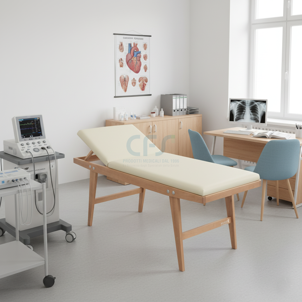 Lettino in legno per cardiologia DENEB MO715 - Larghezza cm 76