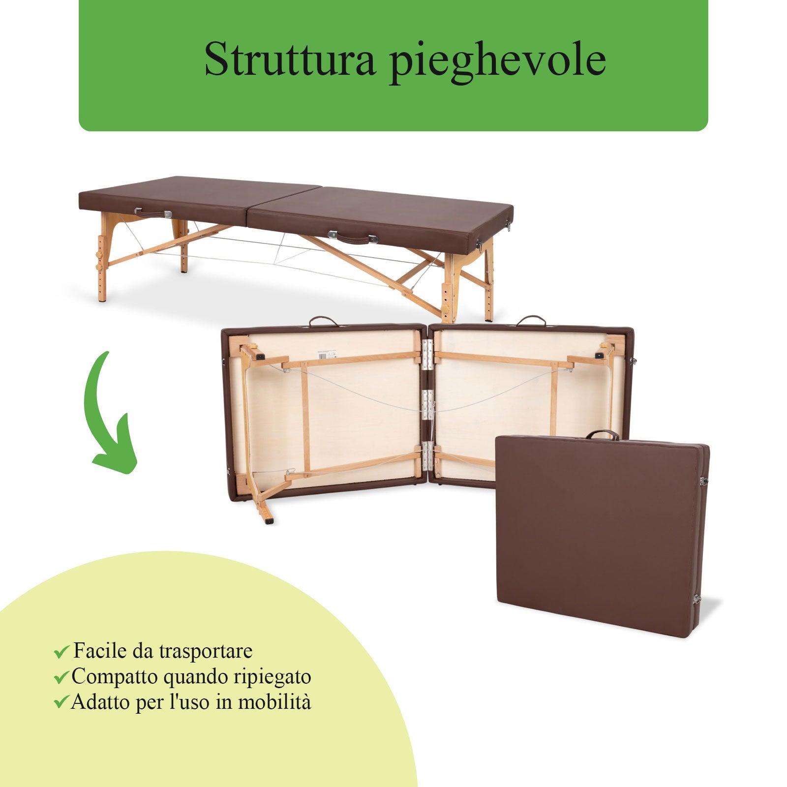 Lettino da massaggio in legno pieghevole NIRO 80 PU K835