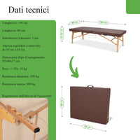 Lettino da massaggio in legno pieghevole NIRO 80 PU K835