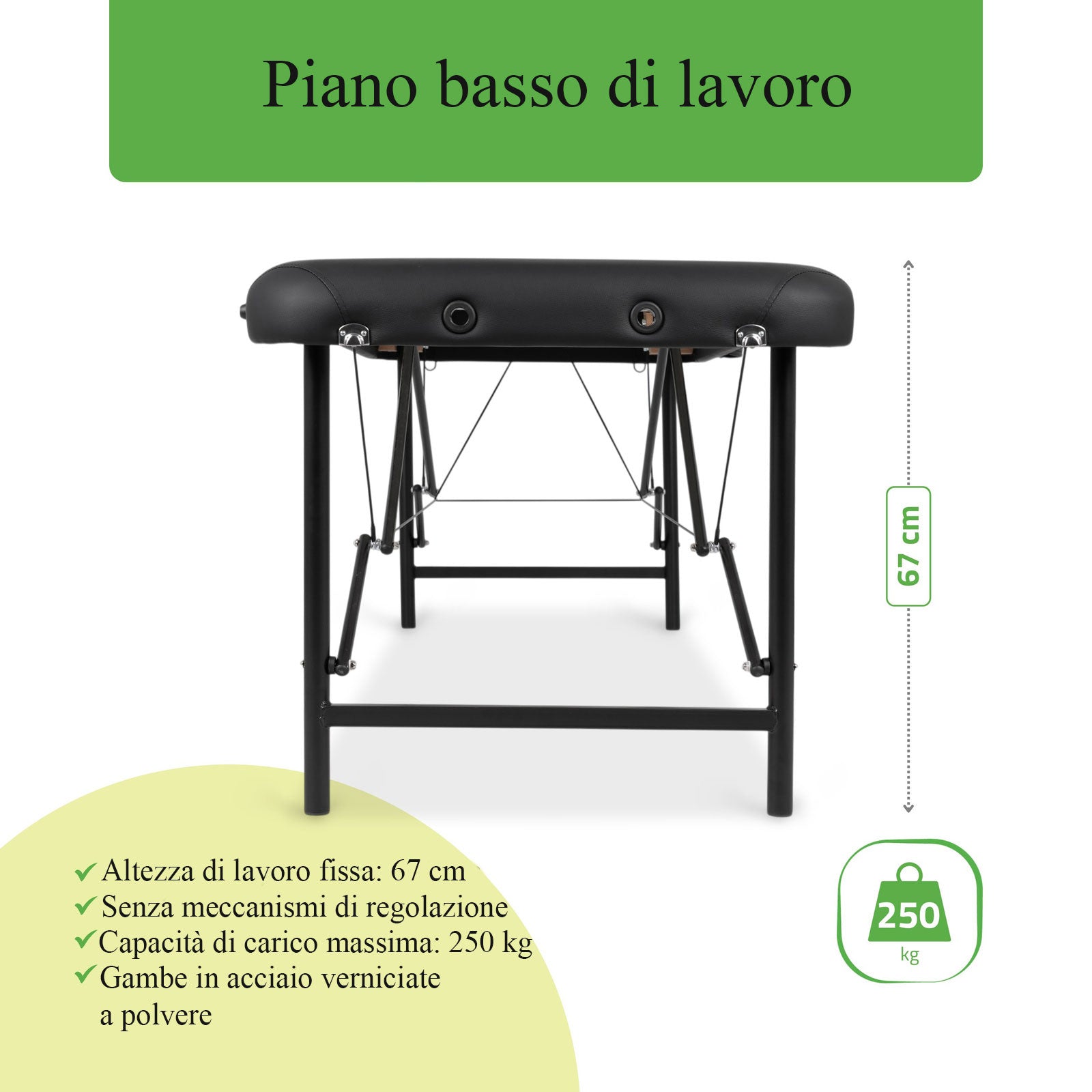 Lettino da massaggio pieghevole in acciaio RICO K515 - Larghezza 70 cm