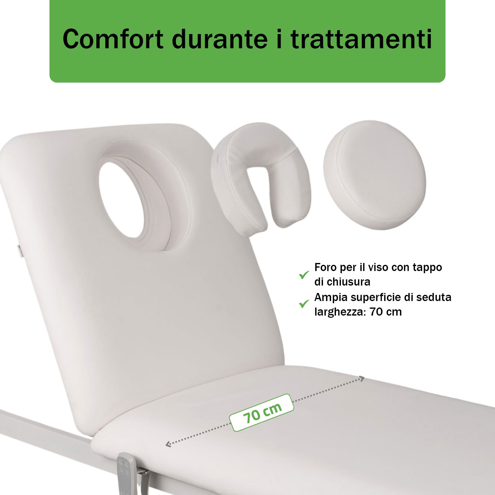 Lettino elettrico ad altezza variabile ESTELLA ERGO 2 - Larghezza 70 cm - Bianco