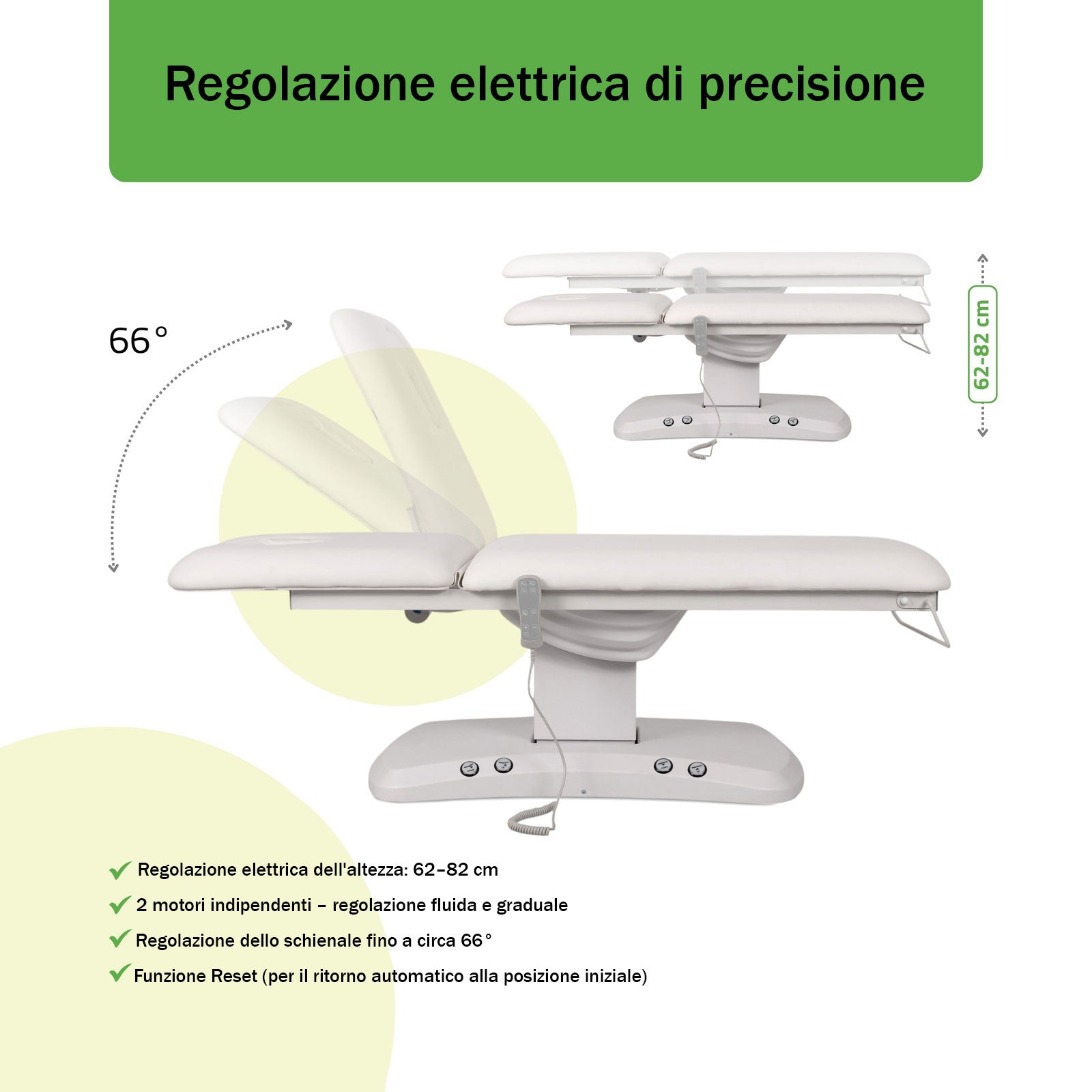 Lettino elettrico ad altezza variabile ESTELLA ERGO 2 - Larghezza 70 cm - Bianco