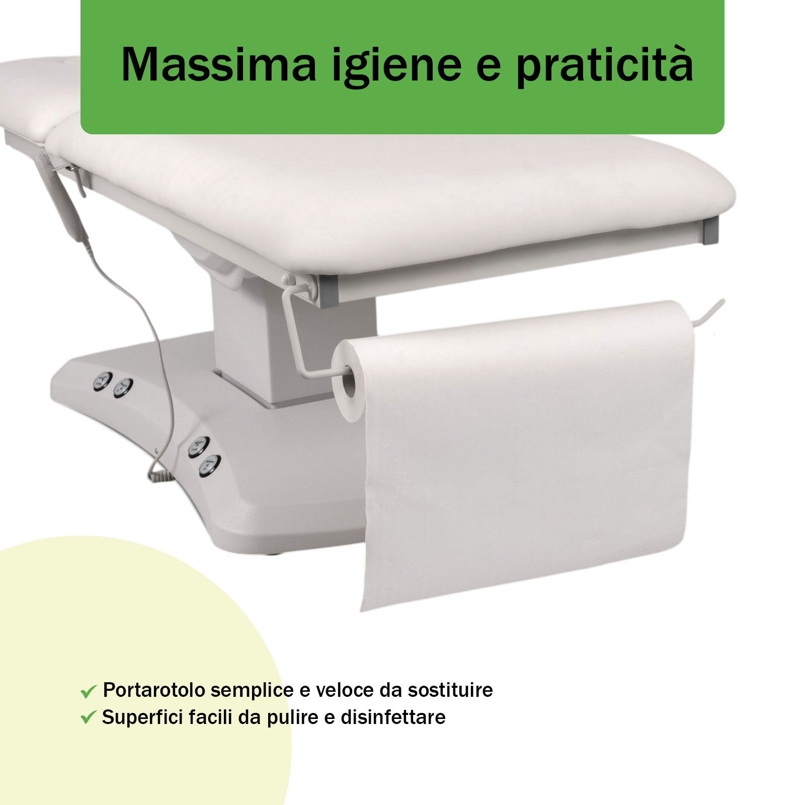 Lettino elettrico ad altezza variabile ESTELLA ERGO 2 - Larghezza 70 cm - Bianco