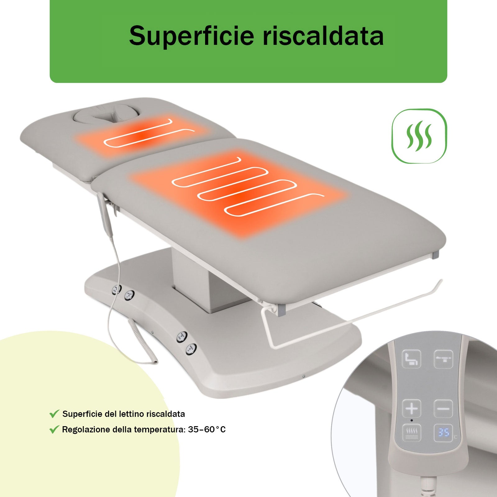 Lettino elettrico ad altezza variabile ESTELLA ERGO 2 - Larghezza 70 cm - Grigio