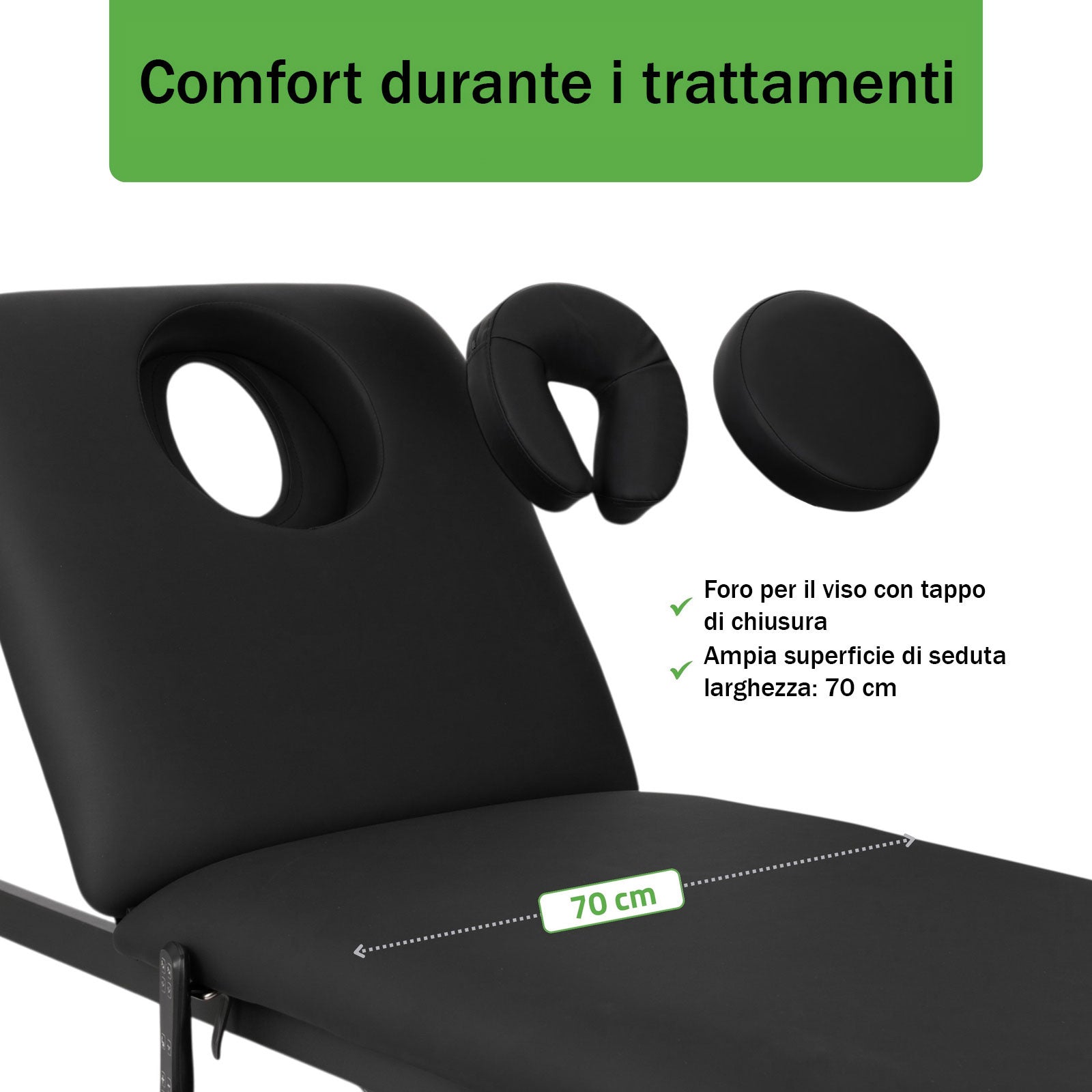 Lettino elettrico ad altezza variabile ESTELLA ERGO 2 - Larghezza 70 cm - Nero