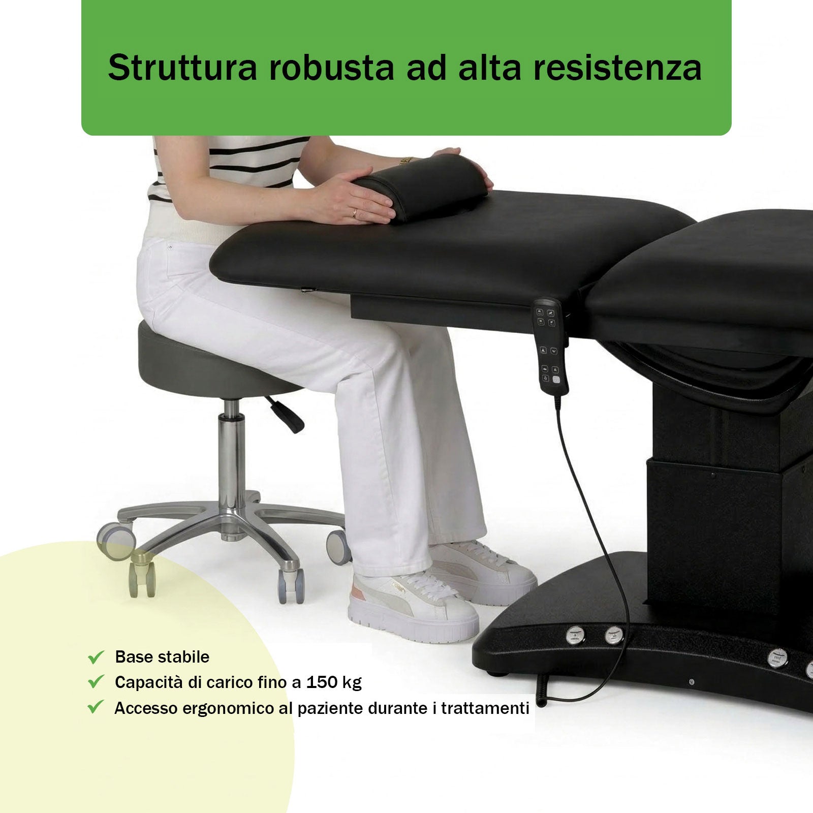 Lettino elettrico ad altezza variabile ESTELLA ERGO 2 - Larghezza 70 cm - Nero