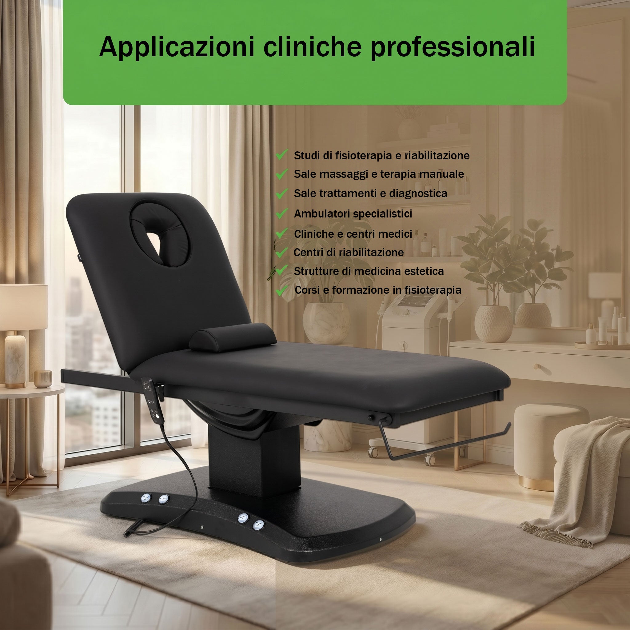 Lettino elettrico ad altezza variabile ESTELLA ERGO 2 - Larghezza 70 cm - Nero