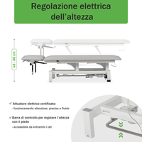 Lettino elettrico ad altezza variabile FORTIS 4 ERGO + Barra di controllo - Grigio Chiaro