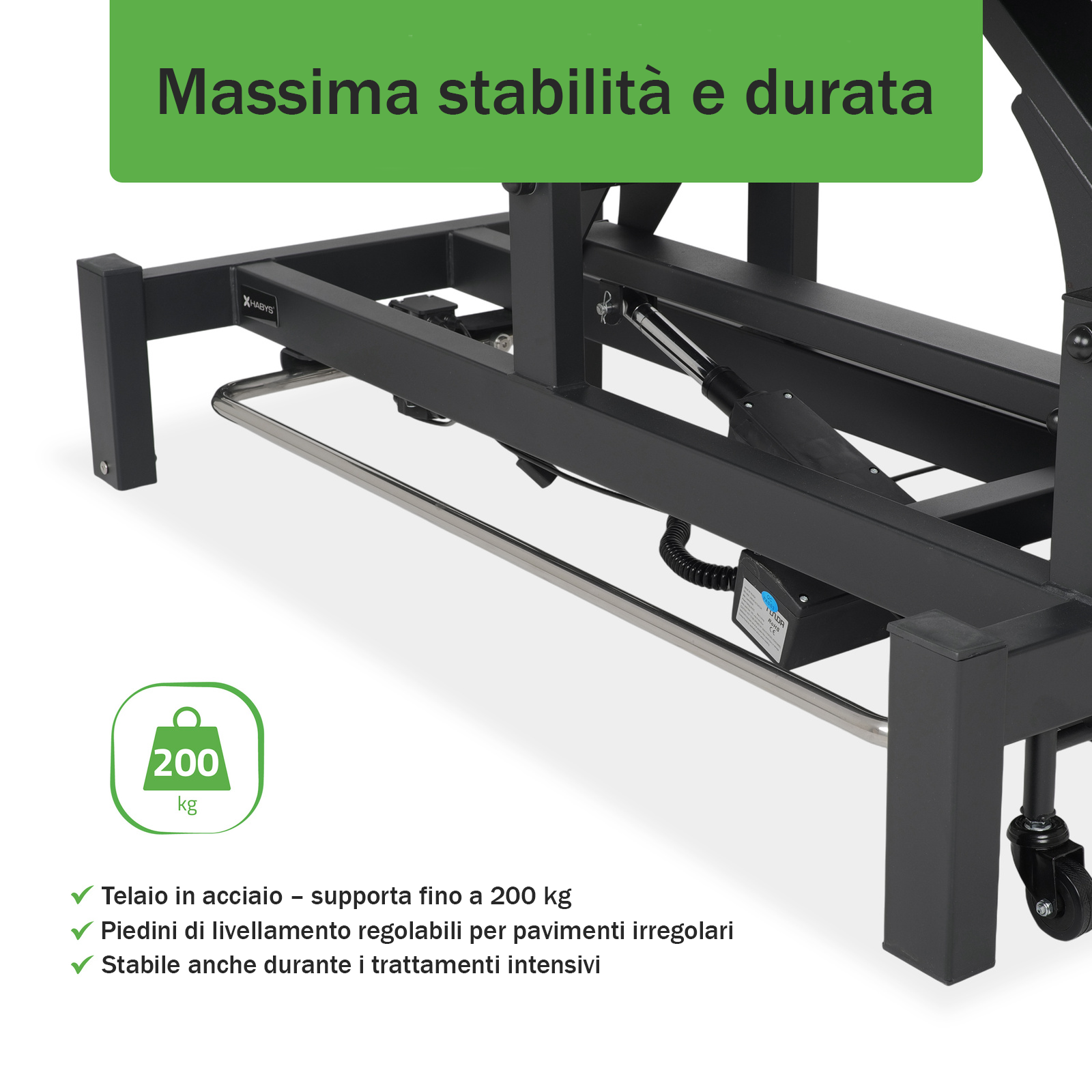 Lettino elettrico ad altezza variabile FORTIS 4 ERGO + Barra di controllo - Grigio Scuro