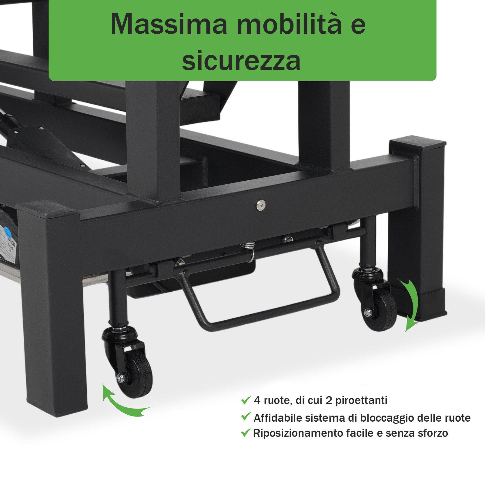 Lettino elettrico ad altezza variabile FORTIS 4 ERGO + Barra di controllo - Grigio Scuro