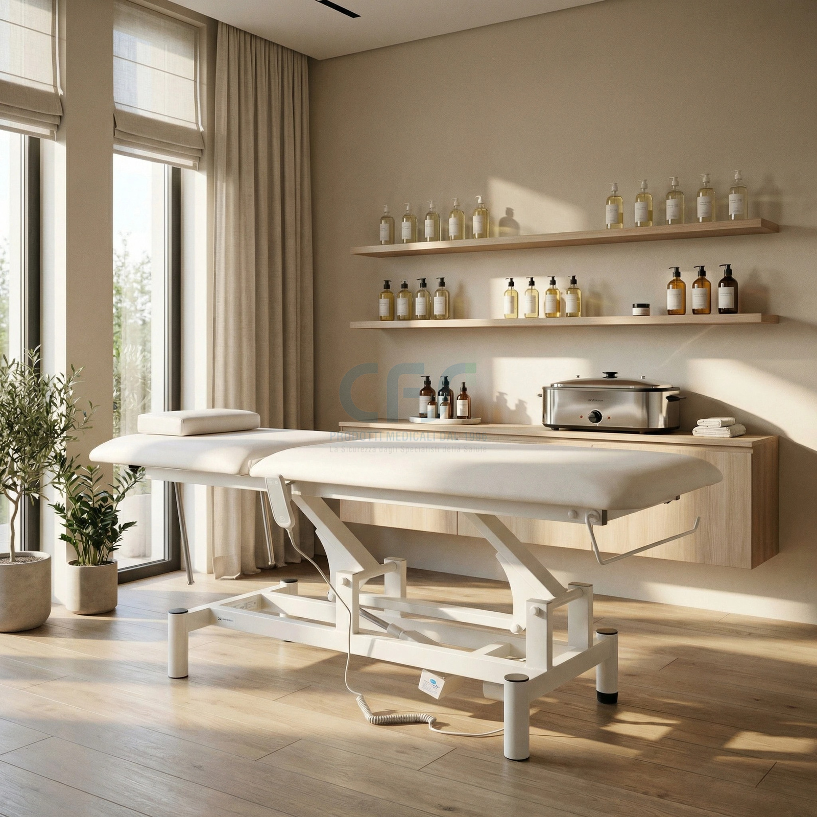 Lettino elettrico ad altezza variabile OPTIMA - Larghezza 68 cm - Bianco